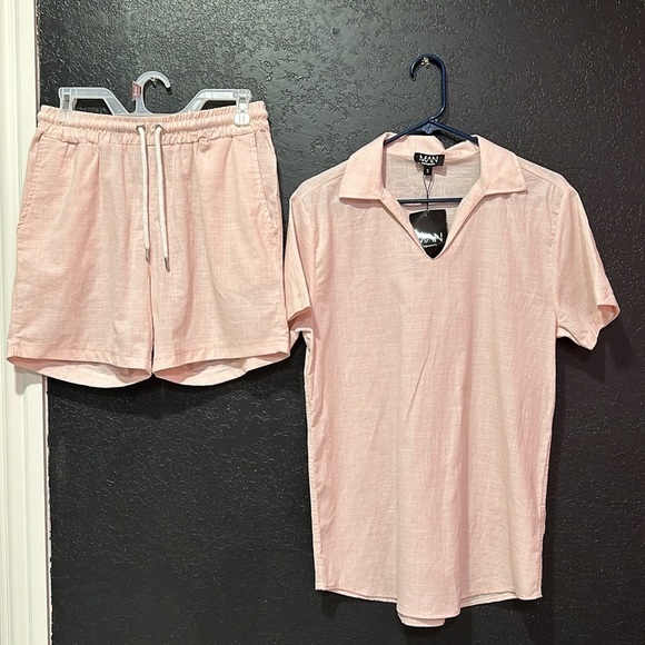 BOOHOO MAN Men’s Pink Shirt/Shorts outfits Size Small NWT - Picture 10 of 11